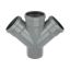 PVC - d 125 - T dubbel BENOR grijs 45°