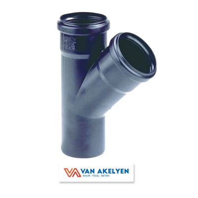 PP d. 50 - T-stuk 45° 2xmof/spie zwart 