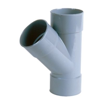 PVC - d 075 - T-stuk BENOR grijs - 45° 3xM 