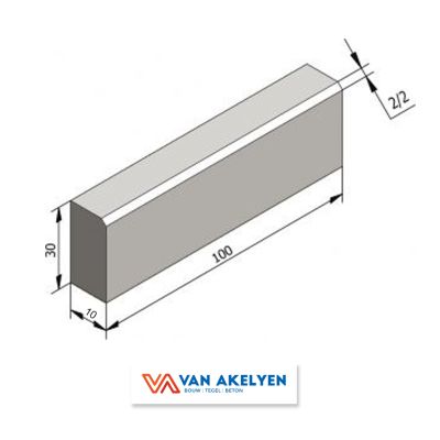 Boordplaat - 100 x 30 x 10 cm met afschuining 2/2  - centrale (VDV)