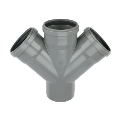 PVC - d 125 - T dubbel BENOR grijs 45° 