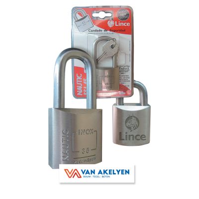 Prof Praxis - Cylinderhangslot NAUTIC - inox - EN -12320 - korte beugel - 45 mm