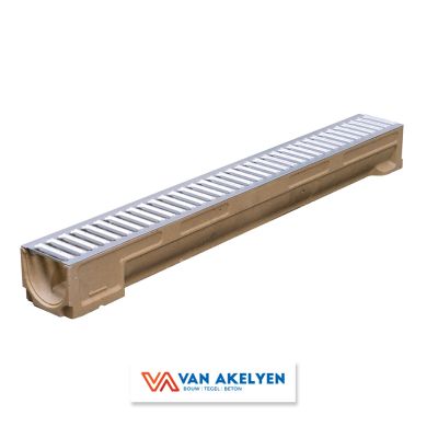 Afvoergeul polybeton + rooster 11 cm dik - 1 meter 