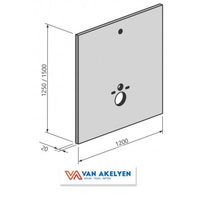Bouwplaat Rosco VIDI T20  - 1200x1300x20 mm toiletplaat (prefabelement voor hangtoilet)