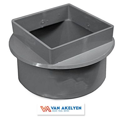 PVC - reductie vierk/rond grijs - 100/110 