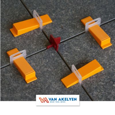 Levelit - 250 clips 2 mm + 250 spie + plastic tang 