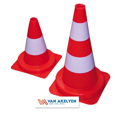 Prof Praxis - Oranje fluo kegel 50 cm met wit gev erde strook