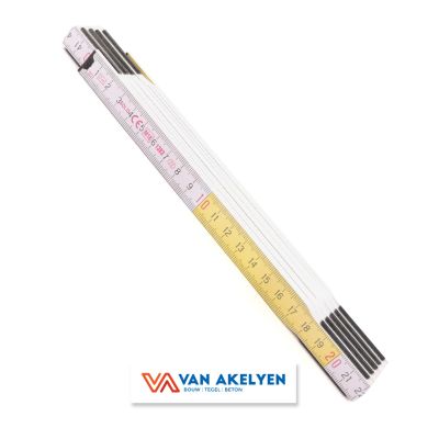 Prof Praxis - Plooimeter hout PRO 2 m x 16 mm gee l/wit - type TOP 5000